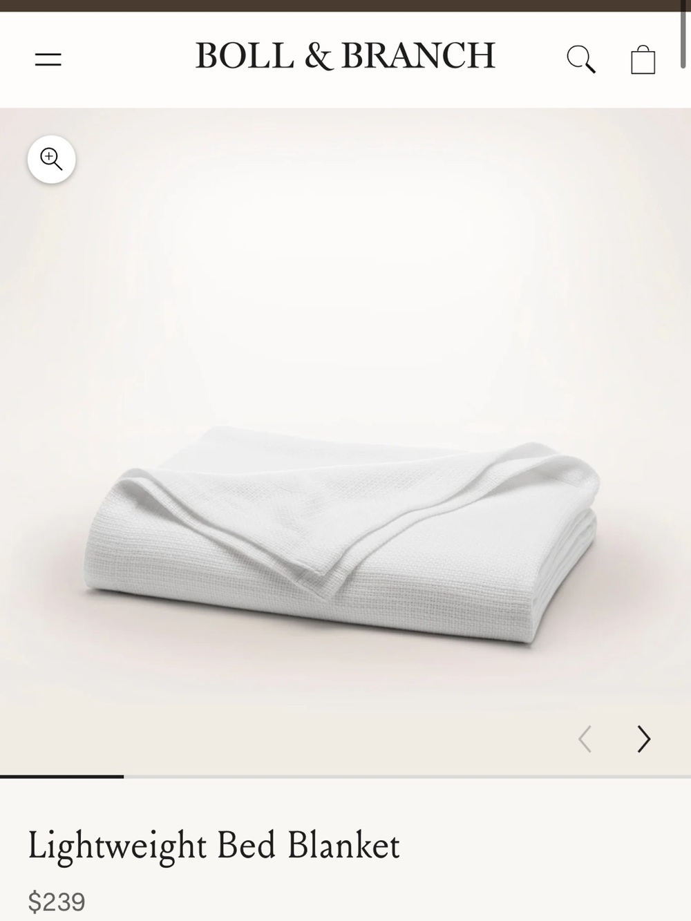 Boll & Branch Lightweight White Bed Blanket King